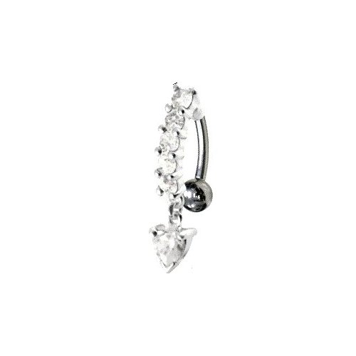Belly Button Navel Ring Heart Reverse Silver Body Accentz®