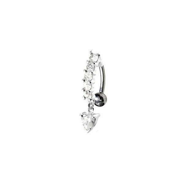Belly Button Navel Ring Heart Reverse Silver Body Accentz®