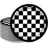 48 Pieces Black and White Checkered Flag Party Paper Plates for Race Car Party Supplies 7" Racing Car Theme Disposable Dessert Plates for Boys Men Birthday Baby Shower Race Fans Party Decorations