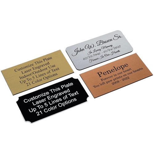 Engraved Name Plate, Personalized Name Plaque - 2x4, 2x6, 2x8, 3x6-21 Colors, 3Corner Styles, 17 Fonts Styles, Name Plates for URN, Trophy, Picture Frame, Memorial, Sign - By Customized4U - 1 Tag