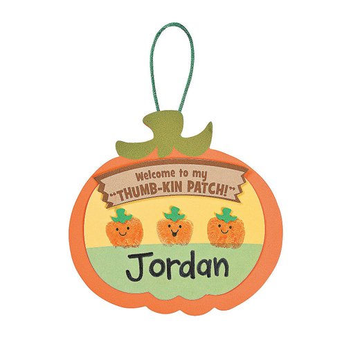 Fun Express Thumbprint Pumpkin Patch Craft Kit - Makes 12 - DIY Halloween Crafts for Kids