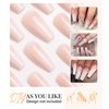 Morily Press on Nails - Pink Ombre Coffin Fake Nails Medium Length, French Tip Glossy False Stick on Fingernails for Women - 24Pcs in 12 Sizes
