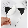 Cat Ears Headband for Women Cute Black Cat Ears Adult Glitter Kitten Hair Bands Halloween Cat Costume Party Cosplay Daily Hair Accessories
