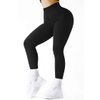 SUUKSESS Women Ribbed Seamless Leggings High Waisted Tummy Control Workout Yoga Pants (Black, L)