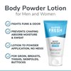 SweatBlock Super Fresh Body Powder Lotion Talc Free, Anti-Chafing, Deodorizing, Natural Ingredients - No Mess Body Powder Lotion for Men and Women - 4 fl oz.