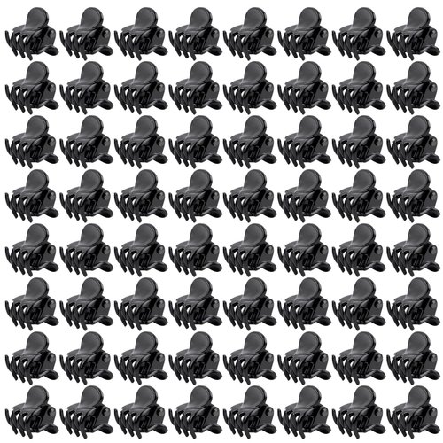 AUEAR, 72 Pack Mini Hair Clips Tiny Plastic Hair Claw Clip with Grip for Girls and Women Black Small