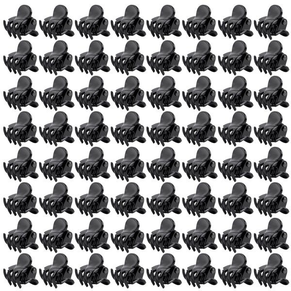 AUEAR, 72 Pack Mini Hair Clips Tiny Plastic Hair Claw Clip with Grip for Girls and Women Black Small