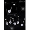 OUFER 14G Belly Rings, Long Belly Button Rings, G23 Solid Titanium Belly Piercing Jewelry, Heart Shaped Navel Piercing Jewelry, Belly Rings for Women Men-14mm