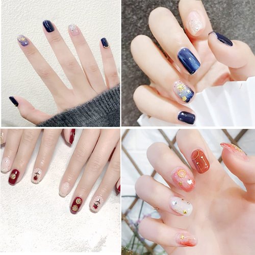 WEILUSI 3D Nail Art Steel Studs Summer Metal Nail Charms Sparkle Gold Metal Nail Studs Jewels Mix Shapes Shell Starfish Pineapple Feathers Rivet Design for Women Nail DIY Tools Manicure Decorations