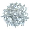 Sindary Wedding Headpiece 3.15" Pearl Rhinestone Crystal Bridal Starfish Hair Comb HZ6412 (Silver-Tone Clear)
