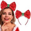 Catery Christmas Bow Headband Red Sequin Bow Headband Christmas Hair Bow Accessories for Women