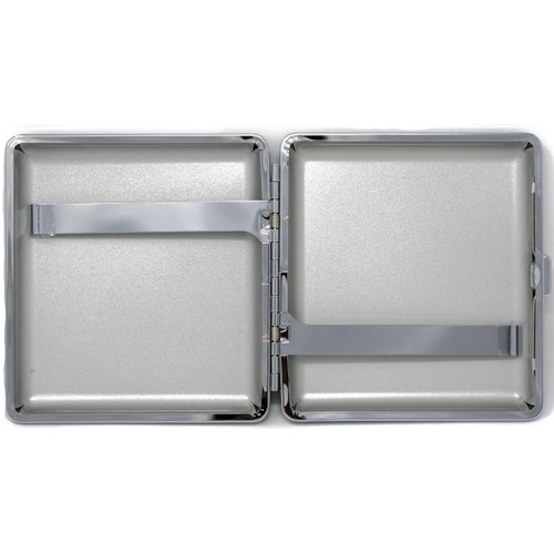 Black Smooth Leather (Full Pack – 20 Kings) Metallic Cigarette Case & Stash Box