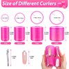 shynek Hair Rollers 48 Pcs Set, 24Pcs Hair Rollers 4 Sizes and 24 Pcs Hair Clips for Long Medium Short Hair (Pink)