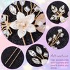 OIIKI 2PCS Flower Leaves Hair Pins for Wedding, Elegant Rhinestone Women Hair Clips, U-shape Crystal Hairpins Hair Accessories for Brides, Women, Girls for Parties, Christmas, Festival