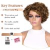 Hanne Fashion Short Curly Human Hair Wig for Black Women Mixed Brown Curly Bob Wigs Side Part Pixie Cut Wig Brazilian Remy Human Hair Non Lace Glueless Wigs (P4/27/30)