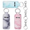 Pengxiaomei 3 Pcs Chapsticks Holder Keychain Stocking Stuffers for Women Lip Balm Holder Chapsticks Keychain Holder for Lipstick (Pink, Blue, Grey)