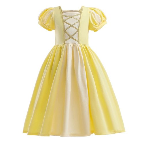 CinheyU Girls Belle Princess Halloween Costume Christmas Cotton Dresses Birthday Party Pageant Cosplay Ball Gown w/Accessories 3T