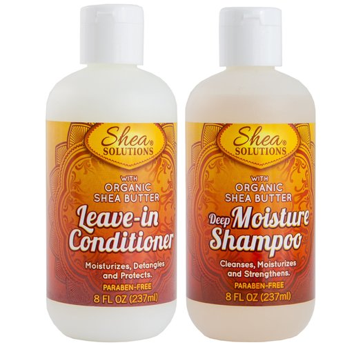 Organic Shea Butter Shampoo & Conditioner | Everyday Deep Cleanses, Repairs, Moisturizes, Strengthens, Detangles & Protects | Paraben-free | 8 Oz Travel Pack (Shampoo & Conditioner)
