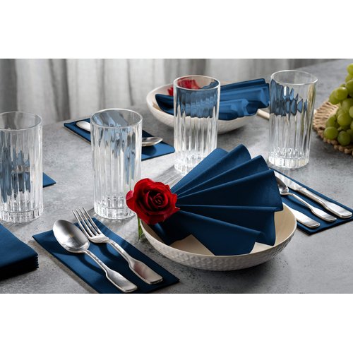 100 Linen-Feel Colored Paper Napkins - Decorative Cloth-Like Dark Blue Dinner Napkins - Soft And Absorbent. For Kitchen, Party, Wedding, Bathroom Or Any Occasion. (Pack of 100)