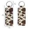 INSTANTARTS Cow Hide Print Key Ring Chapstick Holder 2 Packs Retro Brown Lipstick Lipgloss Sleeve Holder with Keychain Lip Balm Holder for Lanyards,Key Chains