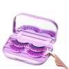 3 Tier Eyelash Storage Case Lash Dime Organizer Holder Box with Mirror Makeup Cosmetic Travel Case Empty and Eyelash Tweezer False Lash Container (Purple)