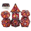 Metal DND Dice Set D&D Dungeons and Dragons Dice Set Gifts Hollow Polyhedral 7CPS Role Playing Dice Set with Gift Metal Box Suitable for D&D Table Games Cards Pathfinder(Dragon_Black Red Plus Gold)
