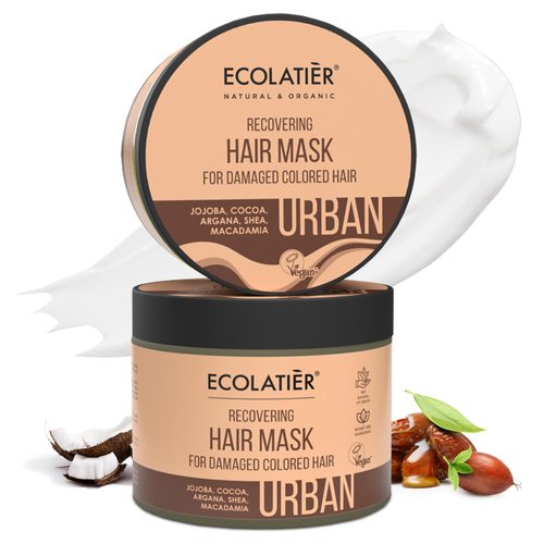 ECOLATIÈR Recovering Hair Mask for Damaged Colored Hair - Deep Conditioning, Hydrating Hair Mask, Argan Oil, Shea Butter, Vegan, 97.2% Natural Ingredients, 13.5 Fl Oz