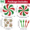 96 Pcs Christmas Peppermint Candy Party Plates Napkins Tableware Set Candy Mint Party Supplies Disposable Dinnerware Red and Green Striped Peppermint Decoration Favors for Holiday Xmas, 24 Guests