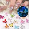 40Pcs Butterfly Nail Charms 3D Mix Color Aurora Butterfly Nail Charms Cute Glitter Rhinestones Nail Art Supplies Clear Colorful Butterfly Nail Jewelry Resin Mold Crafts Design for Women Girls Acrylic