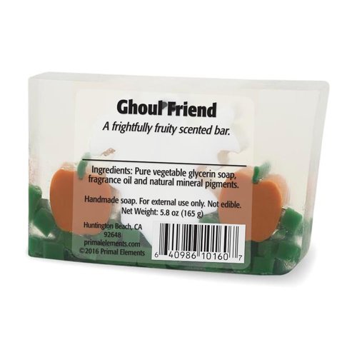Primal Elements Glycerin Bar Soap | Helps All Skin Types, Sensitive, Oily & Dry Skin | NO PARABENS, VEGAN, GLUTEN FREE, 100% VEGETABLE BASE - (Ghoul Friend)