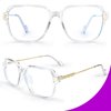 VISOONE Oversized Blue Light Blocking Glasses with Chic Square TR90 Frame and Metal Temple for Women Men REMY