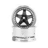 DS Racing Drift Element 1/10 RC Car Drift Rims Wheels, 2PCS Set, 5-Spoke, Adjustable Offset, Fits Yokomo YD MD RD, MST RMX, Reve D RDX, Redcat RDS, HPI, Tamiya TT & More (Gunmetal w/Chrome Lip)