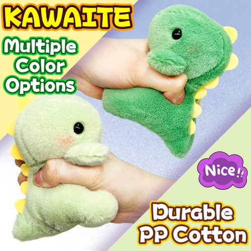 Fat Dinosaur Stuffed Animals, Dino Kawaii Plush Toy for Girls and Boys, Soft Dinosaur Plush Toys Keychain, Small Dinosaur Plushies, Mini Stuffed Animal for Kids, Goodie Bag Stuffers (Light Green)