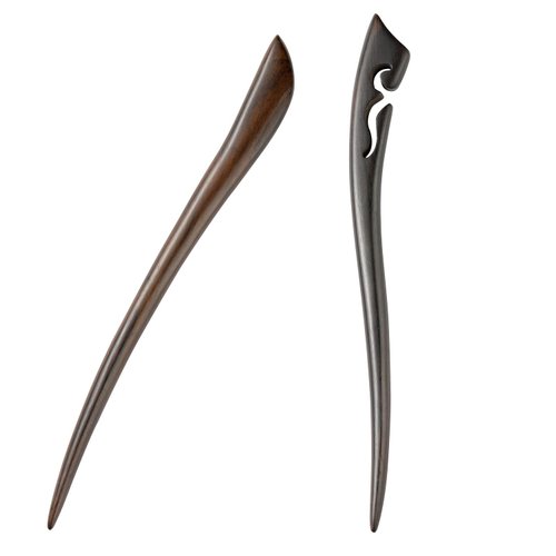 Liasun Classical Handmade Carved Hair Sticks-Natural Black Sandalwood(ebony) Hair Styling Pins Chopsticks for Hair Updo Making Accessory-7 Inches Long (STY3 Pack of 2)