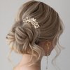 Foyte Wedding Crystal Hair Comb Gold Hair Accessories Pearl Headpieces Rhinestone Bridesmaid Side Combs for Women and Brides