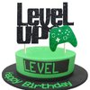 Level Up Cake Topper Black and Green Glittery Video Game Party Cake Decor Video Game Controller/Game Fans/Gamer/Gaming Themed Kids Boys Happy Birthday Party Cake Supplies Decorations