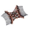 Lovef Flower Multifunction Easy Magic Hair Comb Stretchy Beaded Hair Comb in Small Beads Hairpin Plate Hair (Coffee)