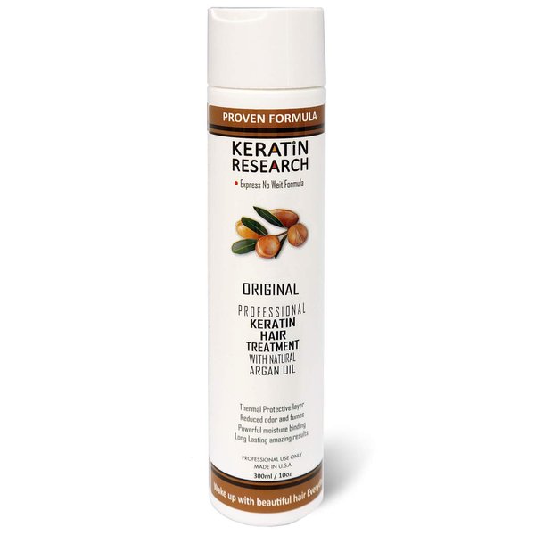 KERATIN RESEARCH Brazilian Keratin Hair Treatment Complex Blowout LONG Lasting Keratin Treatment with Argan Oil Straightening Smoothing Professional Results Keratina (10oz, 300ml)