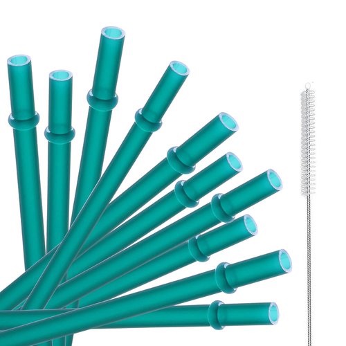 Dakoufish 12 Piece 13 Inch Reusable Plastic Thick Drinking Straws BPA Free Mason Jar Straws Plain Color (13inch,Teal)