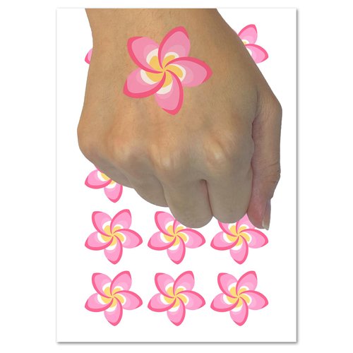 Plumeria Beautiful Tropical Spiral Flower Temporary Tattoo Water Resistant Fake Body Art Set Collection - 15 2" Tattoos (1 Sheet)