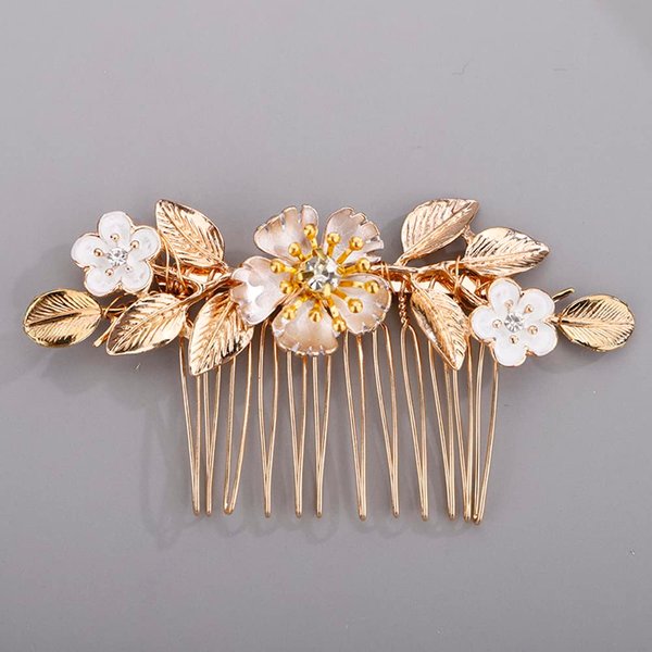 BERYUAN Bridal Hair Comb Set Gold Flower Hair Comb for Bride Bridesmaid Rhinestone Leaves Hair Comb(2pcs)