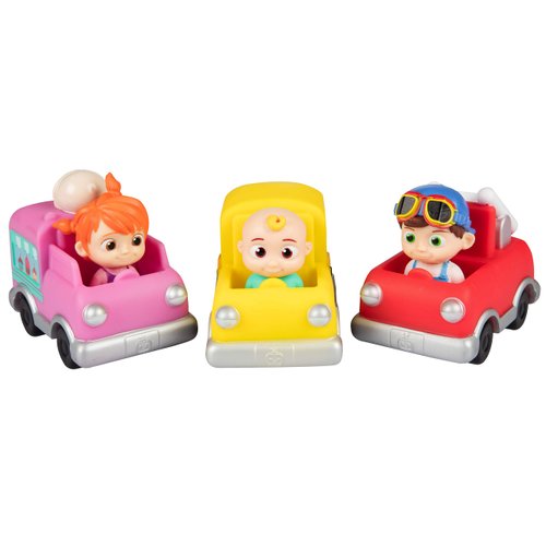CoComelon 3" Car Vehicle 3-Pack Toy Vehicle Set - Officially Licensed - JJ, Tomtom & YoYo Character Figures - Christmas Stocking Stuffer Gift for Preschoolers, Toddlers, Kids, Boys, Girls - 2+