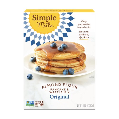 Simple Mills Almond Flour Mix, Pancake & Waffle, Naturally Gluten Free, 10.7 oz, Pack of 3 (PACKAGING MAY VARY)