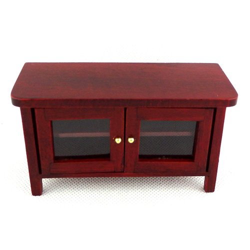 Melody Jane Dollhouse Modern Mahogany Cabinet TV Stand Miniature Living Room Furniture