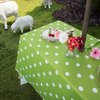 Eternal Beauty Outdoor Tablecloth Rectangle 60X 84 Spillproof Outdoor Tablecloth with Umbrella Hole Zipper for Spring Summer Patio Table(Green Polka Dot)
