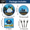 100 Pcs Police Party Plates and Napkins Party Supplies Police Birthday Party Tableware Set Police Officer and Car Party Decorations Favors for Police Theme Party Serves 25