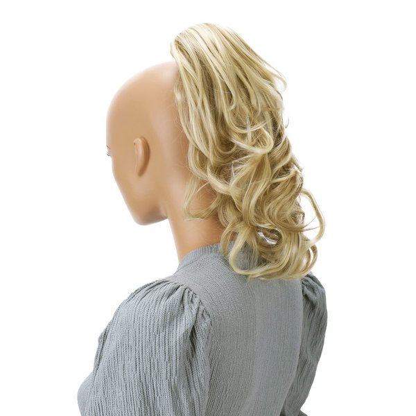 CAISHA 14" Wavy Clip On Ponytail With Butterfly Clip Hairpiece Heat-resistant Synthetic Fibres Blonde Mix H87
