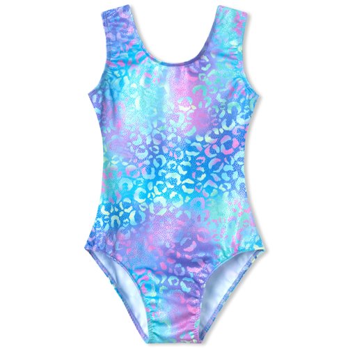 Domusgo Gymnastics Leotards for Girls Size 5-6 Years Old Sparkly Sleeveless Colorful Green Purple Cheetah Outfits