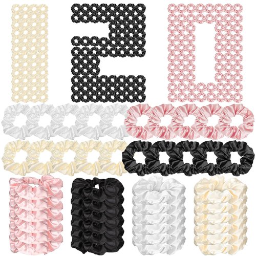Yuxung 120 Pieces Silk Hair Scrunchies, 3.94 Inches, 4 Colors - Satin Scrunchies for Women&#39;s Hair...