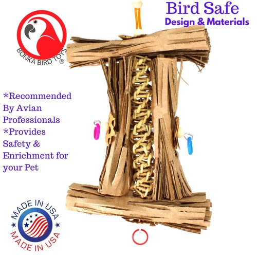 1547 Natural Helix Bonka Bird Toys Cardboard Shredder Vine Parrot Parrotlet Conure Cockatiel Beak